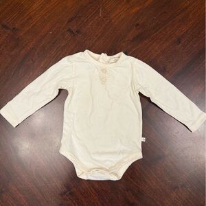 1 + in the family Cream Long-Sleeve Baby One-Piece Bodysuit with Button Neck